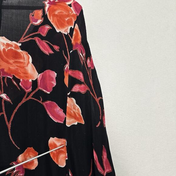 Vtg American Angel Dress Womens 3X Black Floral Maxi Flowy Gauzy Semi Sheer 90s - Picture 16 of 16